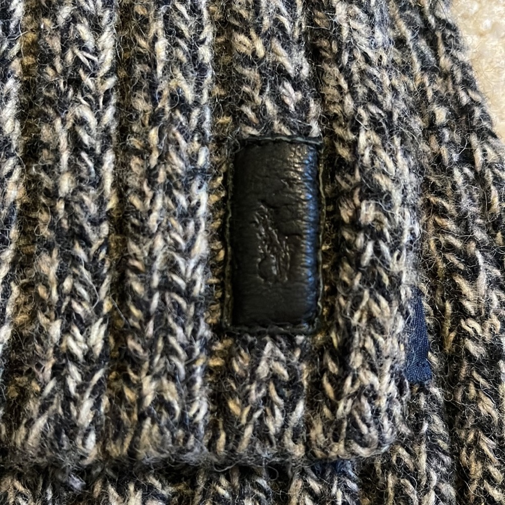 Vintage 90s Polo Ralph Lauren 100% Lambswool Ribbed Scarf Marled Blue Gray-64x8” - Picture 4 of 5